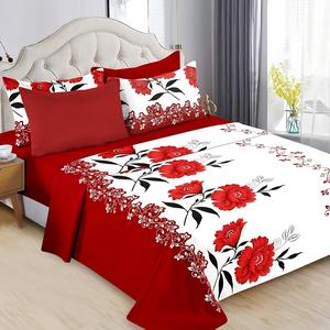 Ready to Ship 6 Pieces Printed Cotton Bed Sheet Set <strong>King</strong> <strong>Size</strong> Flat Fitted Sheet <strong>Pillowcases</strong> - Product Image 1