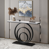 Nouvelle console d'entrée étroite en marbre et fer forgé de style chinois, légère et luxueuse, avec des fonctionnalités multifonctionnelles
