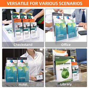Porte-brochure acrylique 8.5X11 pouces 4 niveaux clair Brochure <span class=keywords><strong>présentoir</strong></span> porte-brochure avec diviseur pour Flyer Magazine - Product Image 6