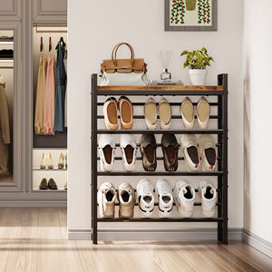 ชั้นวางรองเท้าโลหะ4ชั้นวางรองเท้าแบบแคบเอียงได้พื้นที่วางกระเป๋าด้านบนประหยัดพื้นที่วางกุญแจสำหรับทางเข้าห้องเก็บเสื้อผ้า - Product Image 3