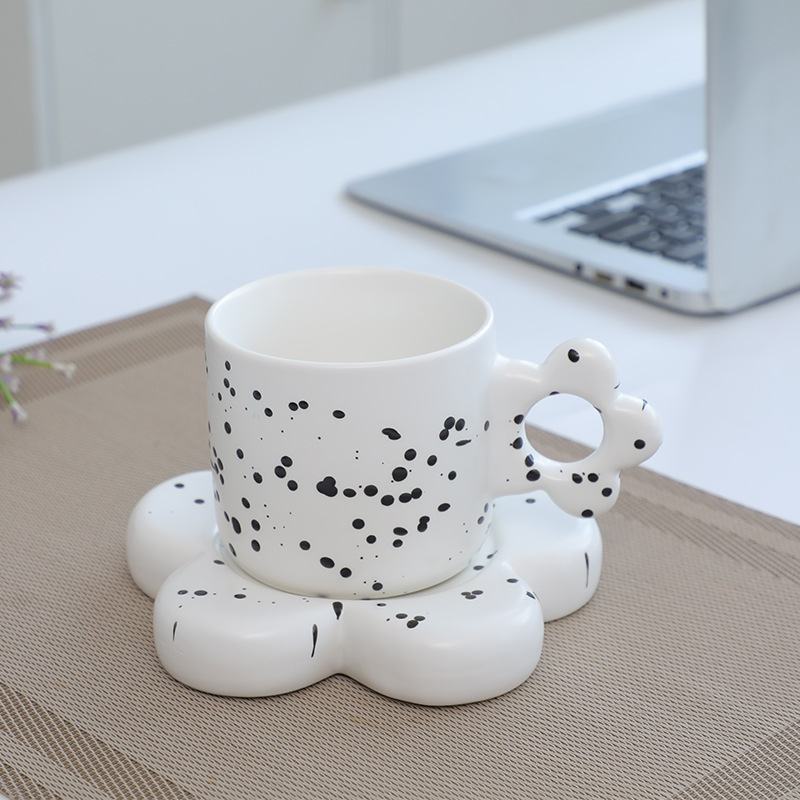 Flower cup and saucer-splash ink black 320ml
