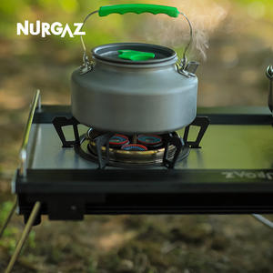 Estufa de Gas Portátil de Doble Quemador NURGAZ para Exteriores, con Encendido, Negra, Capacidad para 3-5 Personas - Product Image 4