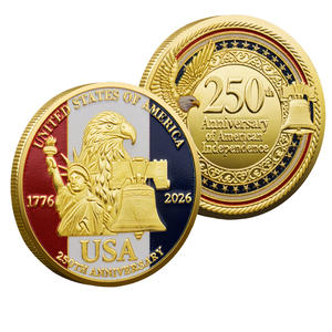 Moneda Conmemorativa del 250 Aniversario de la Independencia Americana, 1776-2026, Aleación de Zinc Plateada, Estatua de la Libertad, Emblema del Águila - Product Image 1
