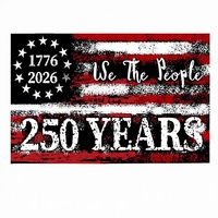 Drapeau rectangulaire double face en polyester pour le 250e anniversaire de l'Amérique, 3x5 pieds, décoration patriotique d'extérieur pour porte d'entrée, porche ou mur