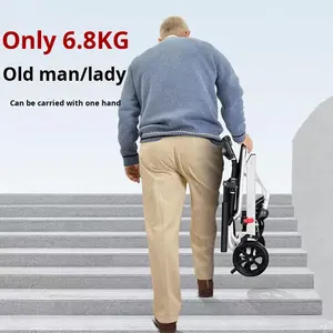 Ultra-Light Folding With Handbrake Boarding & Travel For Elderly <b>Transport</b> <b>Wheelchair</b> - Product Image 3