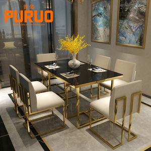 Tavolo da Pranzo Moderno 900x1800mm con Piano in Pietra Effetto Marmo Bianco PRC e Gambe Incrociate in Metallo Dorato con Supporto a Cavalletto Dorato - Product Image 2