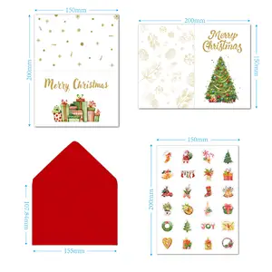 Stiker Natal, kartu Natal set amplop merah hadiah Natal