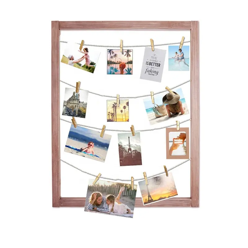 En bois Photo Suspendu Affichage Mural En Bois Cadre Photo En Bois Cadre Photo Mural Collage Conseil pour Accrocher Imprimés