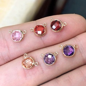 Đôi mặt V Mặt dây chuyền đồ trang sức phát hiện thành phần 14k vàng đầy 3/4/6mm 3A CZ bezel <span class=keywords><strong>checkerboard</strong></span> 2 lỗ quyến rũ kết nối - Product Image 3