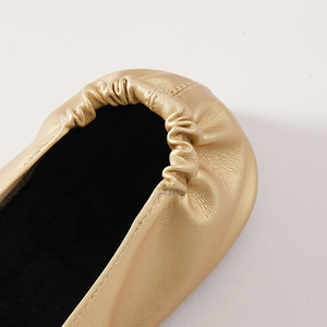 Zapatillas Planas Doradas de Ballet Para Mujer con Suela Blanda de PU <span class=keywords><strong>Plegables</strong></span> Estilo Bailarina Para Fiestas de <span class=keywords><strong>Boda</strong></span> y Discotecas - Product Image 4