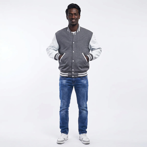 FINER THREADS Chaqueta Varsity de Invierno para Hombre, Estilo Casual, Tejido Transpirable de Lana/Viscosa, Cuello Alto, Cierre de Botones Cubiertos, Tallas Grandes - Product Image 1