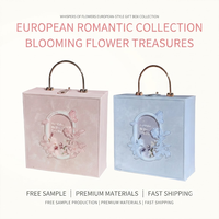 Caja de Regalo de Lujo Personalizada Estilo Europeo con Asa Metálica, Empaque Elegante con Ventana Floral en Relieve para Marca de Boutique