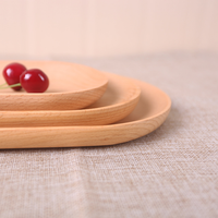 Plateau de service en bois massif de hêtre japonais, plateau à gâteau ovale sans peinture écologique pour les fêtes quantité minimale de commande 10 pièces