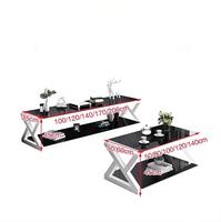 Ensemble de meuble TV et table basse en bois massif et marbre de style européen moderne avec rangement pour salle à manger, hôtel, salon - Couleur personnalisable