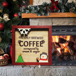 Christmas <b>party</b> <b>decorations</b> and props, including wooden Christmas coffee sign ornaments and <b>table</b> <b>decorations</b>. - Product Image 2