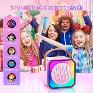 Mini Mquina De <span class=keywords><strong>Karaoke</strong></span> Kalonka Avto Bass Machine para niños adultos altavoz portátil BT con 2 micrófonos inalámbricos Mic - Product Image 3