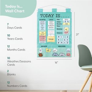 Tableau mural interactif en tissu pour l'apprentissage du calendrier, avec poches, pour la gestion du temps des tout-petits, des enfants et des élèves de maternelle - Product Image 2