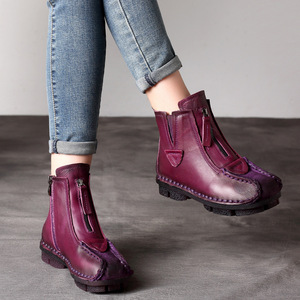 Botines de Mujer con Cordones y Suela Suave, Estilo Étnico Retro, Hechos a Mano con Cuero Vacuno, para Todas las Temporadas - Product Image 2