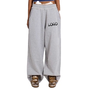 Ropa <span class=keywords><strong>de</strong></span> calle <span class=keywords><strong>de</strong></span> cintura alta Hip Hop Raw Hem para <span class=keywords><strong>hombre</strong></span>, pantalones <span class=keywords><strong>de</strong></span> chándal <span class=keywords><strong>de</strong></span> pierna ancha holgados <span class=keywords><strong>de</strong></span> algodón <span class=keywords><strong>de</strong></span> rizo francés - Product Image 1