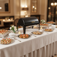 Plat à réchaud de luxe noir en acier inoxydable 201, 9L, double combustible, pour buffet, hôtel et restaurant