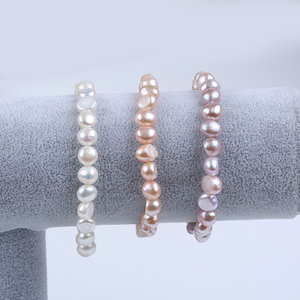 Zhuji рынок жемчуга роскошного дизайна натуральные 7-8 мм в стиле барокко с кулоном в виде пресноводного жемчуга браслет - Product Image 2