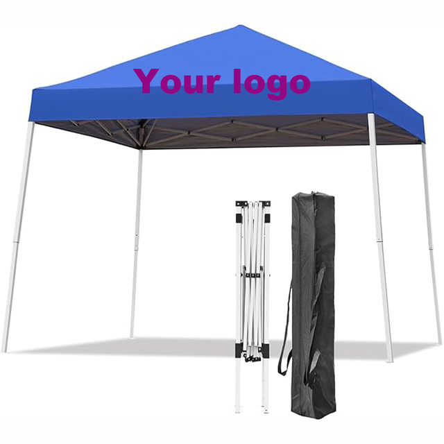 Portable 10X10 FT Pop up Canopy Tent with Slant Legs Carrying Bag Fire Retardant Windproof UV Resistant Customized Color