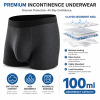 Caleçons Boxers Doux et Respirants en Modal 4 Couches Anti-Fuite 100ML Anti-Odeur Sans Étiquette Lavables pour Incontinence