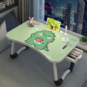 Bureau de chevet pliable multifonctionnel avec tiroir et porte-gobelet 60x40cm pour étudiants et usage domestique - Product Image 2