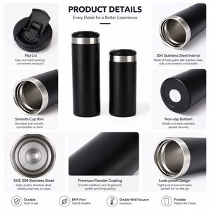 Custom 350ml 500ml Reusable Coffee Cup Tea <b>Insulated</b> Tumbler Drinks 12oz 16oz Straight Bottle Stainless Steel Vacuum Travel <b>Mug</b> - Product Image 2