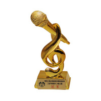 Trophée en résine synthétique FBA, design créatif en forme de microphone, motif artisanal moderne, récompense de compétition en cristal.