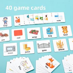 Cartes de mots en anglais pour enfants, puzzle en bois, jouet Montessori, éducation précoce, cube changeant de visage, jeu de société multijoueur - Product Image 3