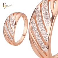 Bagues de mode FJ Fallon plaquées or rose, en laiton bicolore