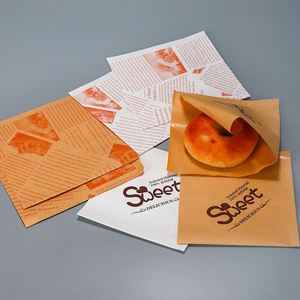 Custom Food Grade Grease Proof Double Open Burger Wrap Pocket 100pcs Coated <b>Paper</b> Sandwich Bags for Cake Candy Bread Single PE - Product Image 1
