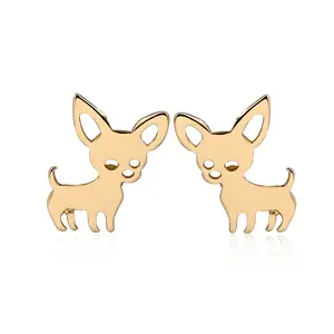 Niedliche modische galvani sierte Edelstahl ohrringe Fox Animal Earrings Damen schmuck Großhandel