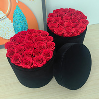 AM-PFB08 Ammy éternelle Rose fleur ronde velours boîte préservée fleur boîte cadeaux pour noël mariage décoration fleurs