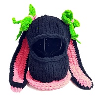 Masque de capuche en laine tricotée à la main, drôle et créatif, cornes de diable, bonnet monstre, couvre-casque de moto intégral, cagoule, chapeau au crochet