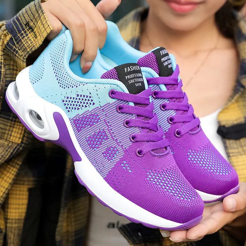 2023 Wholesale Fashion Women Air Athletic Running Shoes Breathable Walking Mesh Female Sneakers Air Cushion Shoes For Ladies