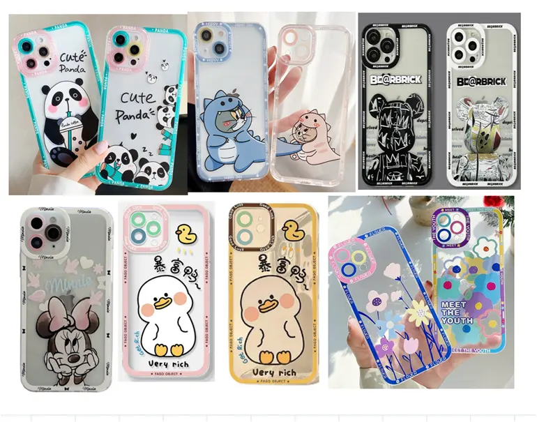 2022 new custom LOGO mobile phone accessories lanyard soft panda silicone phone case for iphone apple 11xs 12 13promax xr 8plus