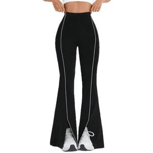Pantalon de <span class=keywords><strong>yoga</strong></span> évasé personnalisé avec LOGO, taille haute, effet push-up, ourlet fendu, séchage rapide, respirant, pour sports de plein air et fitness - Product Image 4