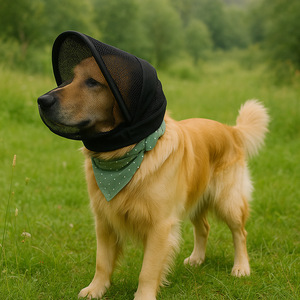 Masque facial pour chien, protection contre les insectes et les moustiques, couvre-tête pour animaux de compagnie, blanc, SMLXL, polyester, lutte antiparasitaire - Product Image 2