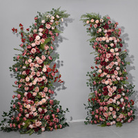 Offre Spéciale de haute qualité bordeaux rose soie artificielle chemin de table floral décoration de mariage rangée de fleurs et boule de fleurs