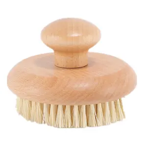 生态软毛浴刷带旋钮圆形天然高品质木质沐浴去角质刷