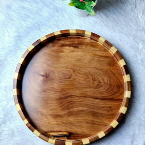 Bandeja de Madera Hecha a Mano con Pintura Dorada, Tradicional para Café Árabe, Dátiles, Dulces, Decoración de Mesa para Ramadán - Product Image 1