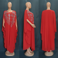 Abaya Papillon en Chiffon Brodé de Perles de Luxe, Robe Longue Musulmane avec Robe Intérieure, Col Rond, Robe Élégante, Boubou Africain
