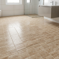 Mosaïque de marbre cannelé en travertin Noce, motif Kit Kat, pour revêtement mural intérieur d'hôtel moderne, crédence de cuisine, design graphique, 10 mm