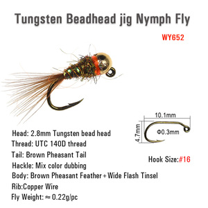 Perle de tungstène barbelée tête de gabarit nymphes naufrage rapide pêche à la truite mouches Euro <span class=keywords><strong>nymphe</strong></span> insecte artificiel leurre pour la pêche en rivière - Product Image 2