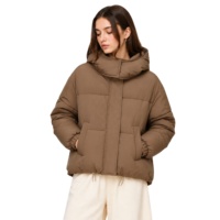 Veste courte matelassée à capuche pour femme, manteau d'hiver rembourré - Tissu recyclé écologique, service de logo personnalisé ODM OEM