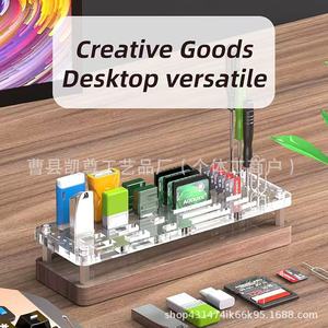 Wooden double-layer <b>memory</b> <b>card</b> holder, computer <b>memory</b> <b>card</b> stand, desktop display <b>memory</b> <b>card</b> acrylic bracket - Product Image 5