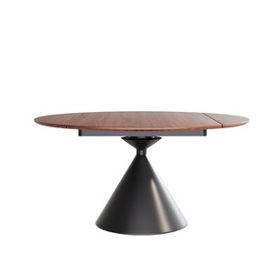 Solid Wood <b>Round</b> Dining <b>Table</b> Convertible Extendable 76cm For <b>Small</b> Apartment Retro Style - Product Image 5