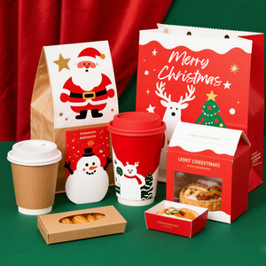 Boîte de papier pour burger de poulet frit à emporter sur le thème de Noël imprimé personnalisé boîte d'emballage alimentaire pour snack de rue frites de pomme de terre de <span class=keywords><strong>poisson</strong></span> - Product Image 4